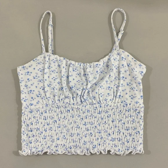 Hollister Tops Hollister White Tank Top With Blue Flowers